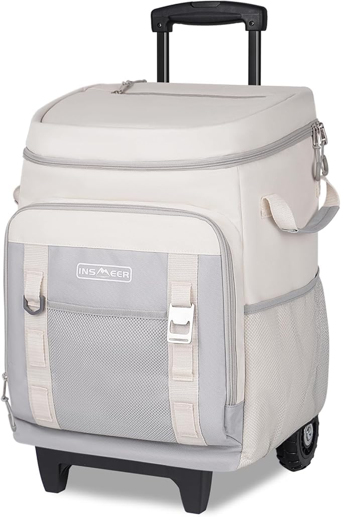 Kühltasche mit Rollen, 50L/ 75 Cans Kühltasche Gross Faltbar und Wasserdicht Kühler, Isoliertasche T