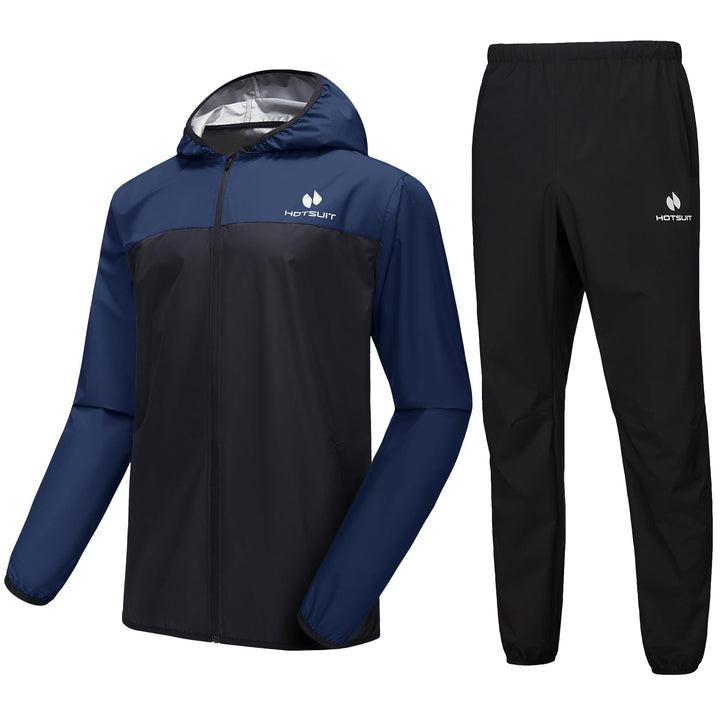 HOTSUIT Schwitzanzug Herren Trainingsanzüge Fitnessstudio Workout Übung Saunajacke Hose Ganzkörper M