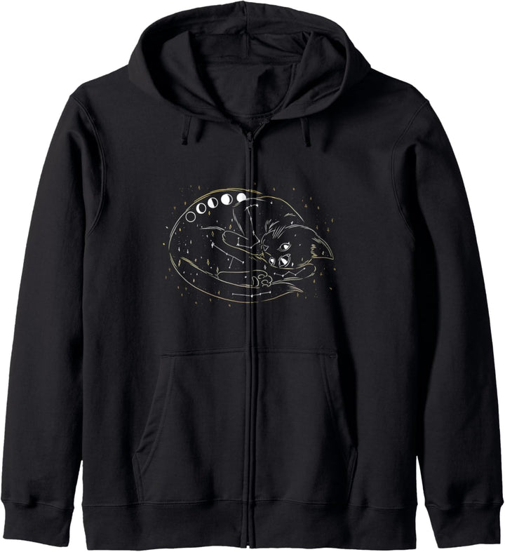 Tolles Katzen-Design mit einer handgezeichneten Galaxie-Katze. Kapuzenjacke