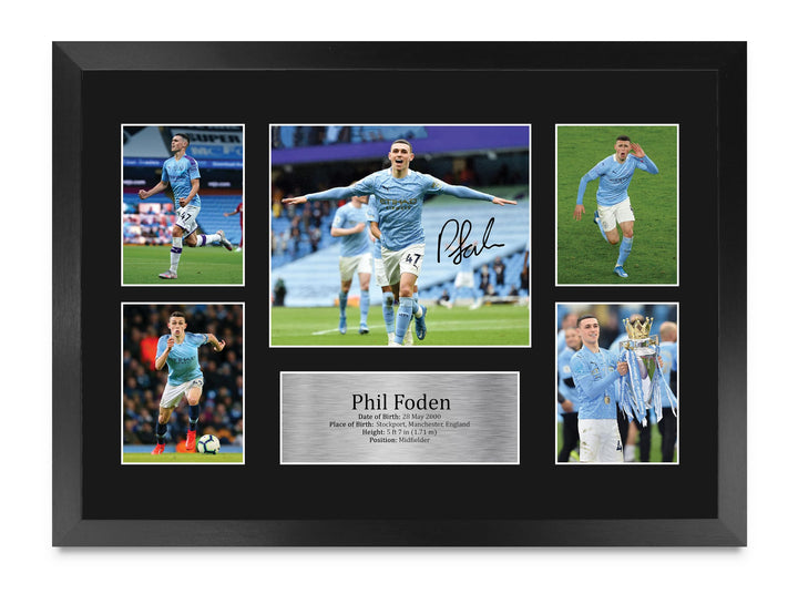 HWC Trading FR A3 Phil Foden Manchester City Geschenke Gedruckt, Signiert Autogramm Bild, Für Fussba