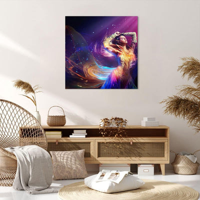 Bilder auf Leinwand 70x70cm Leinwandbild Schönheit Disco Mode Make-up Gross Wanddeko Bild Schlafzimm