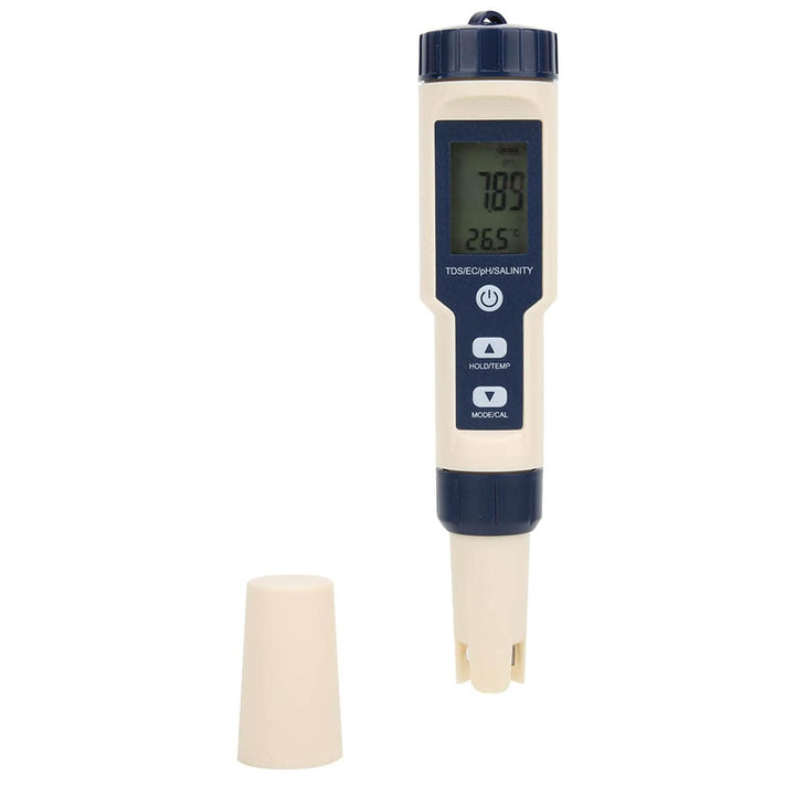Digitales PH/Salzgehalt/Temperatur/TDS/EC-Meter, IP67 Tragbarer multifunktionaler Wasserqualitätsdet