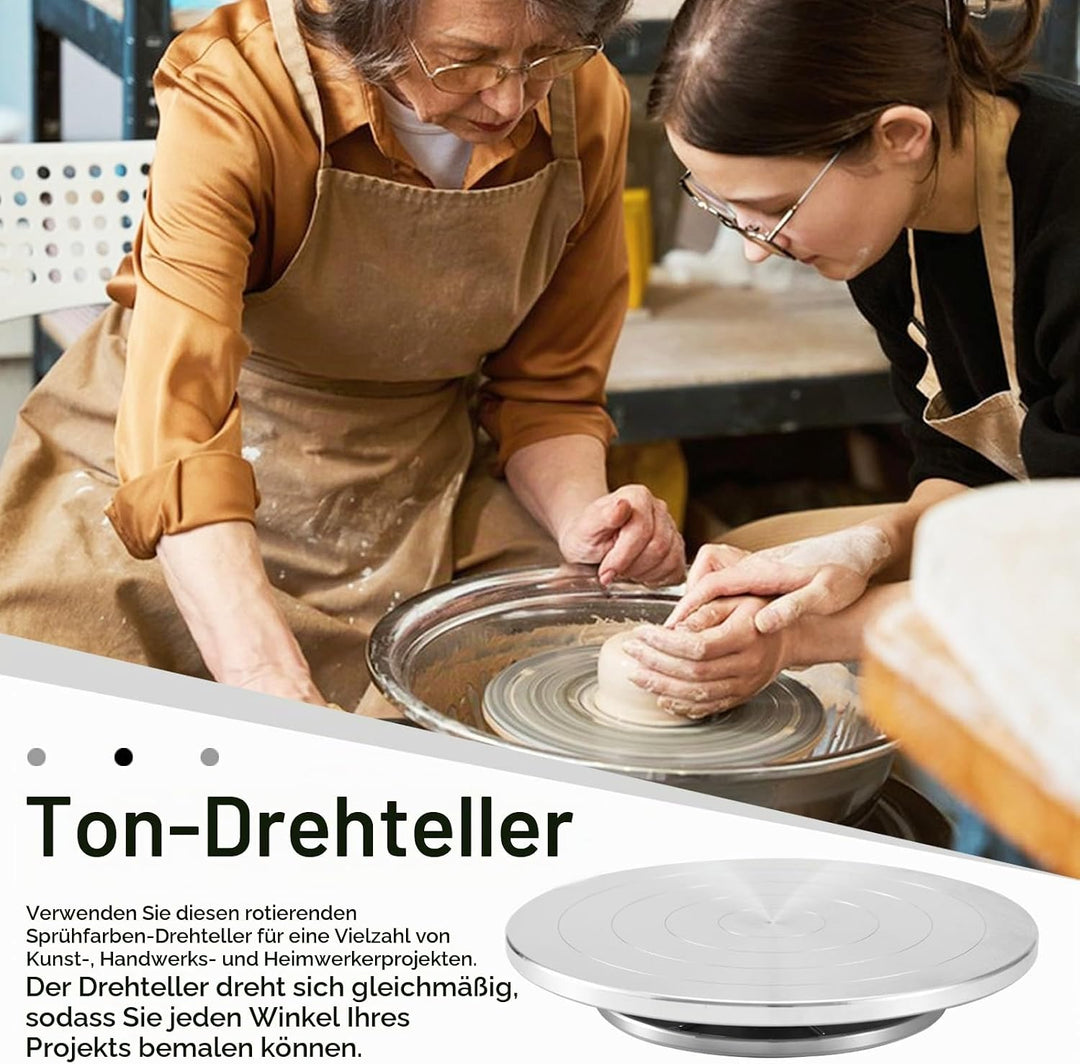 Töpferscheibe, 30cm Aluminium-Drehscheibe Craft Clay Drehteller DIY Tonwerkzeuge Doppelseitige Kuche