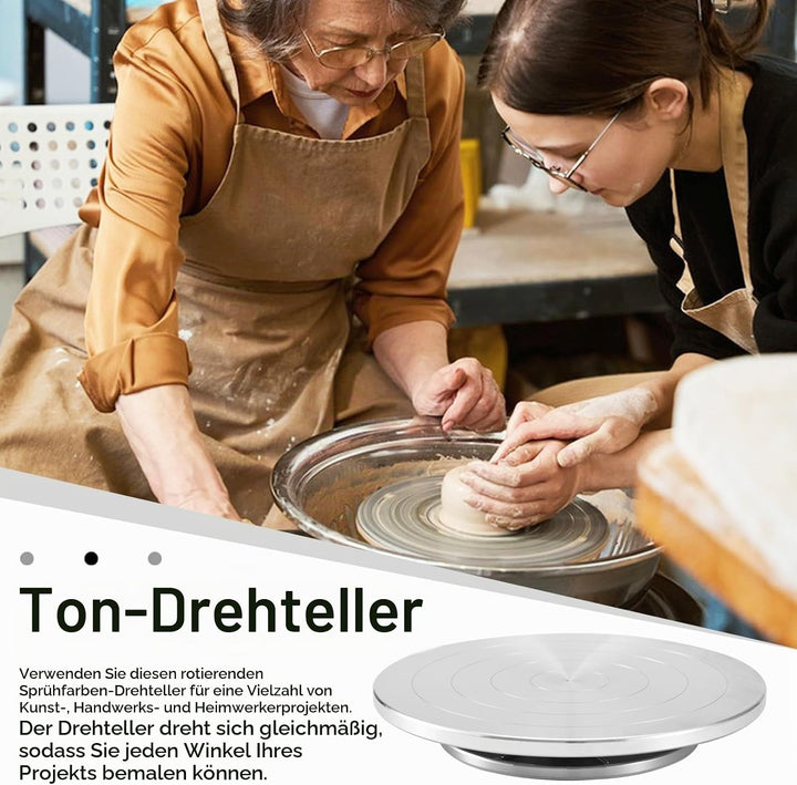 Töpferscheibe, 30cm Aluminium-Drehscheibe Craft Clay Drehteller DIY Tonwerkzeuge Doppelseitige Kuche