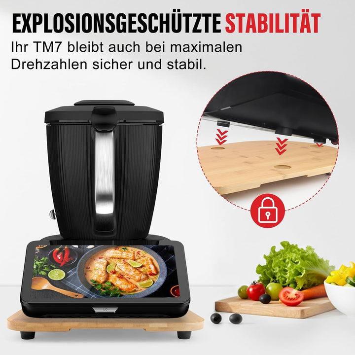 Bambus Gleitbrett für Thermomix TM7, Rollbrett zum mühelosen Verschieben | Schützt die sensible Waag
