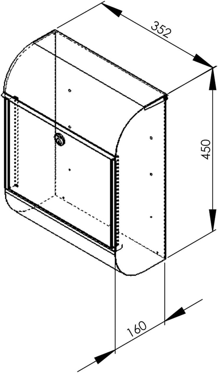 MEFA Briefkasten Pearl 872 (Farbe Verkehrsweiss, Einwurfklappe oben, Entnahme vorne, 450 x 352 x 160