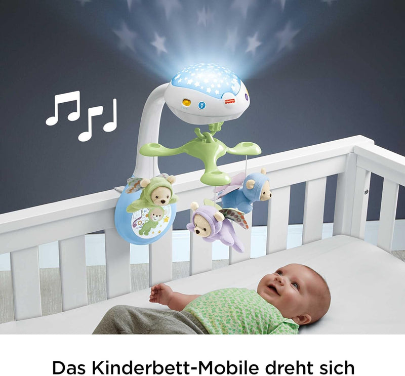 Fisher-Price 3-in-1-Traumbärchen-Mobile, Mobile für Babybett, Elektrisches Mobile mit Licht, Mobile