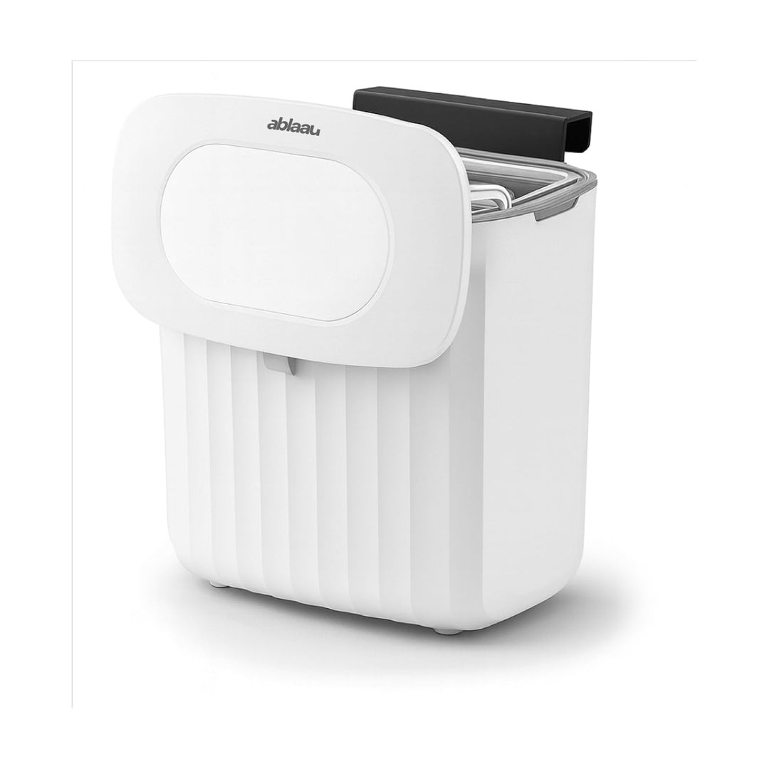 Mülleimer 8L mit Deckel – Abfalleimer Küche & Bad, weiss, Kunststoff PP+ABS, Soft-Close Doppelöffnun