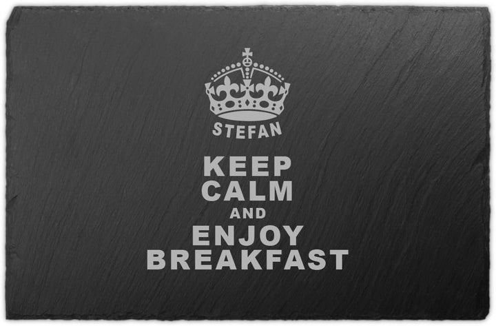 Schiefer Buffettplatte Frühstücksbrettchen Schneidebrett - Keep Calm, Keep Calm