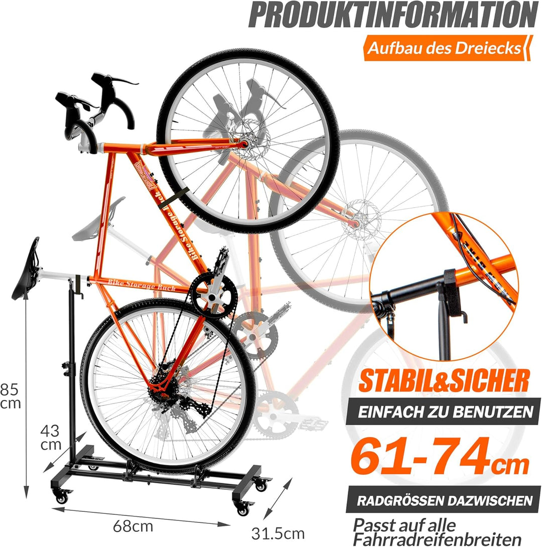 Vertikaler Fahrradständer, Freistehender Indoor-Fahrradständer Aufrechter Fahrradbodenständer mit ei