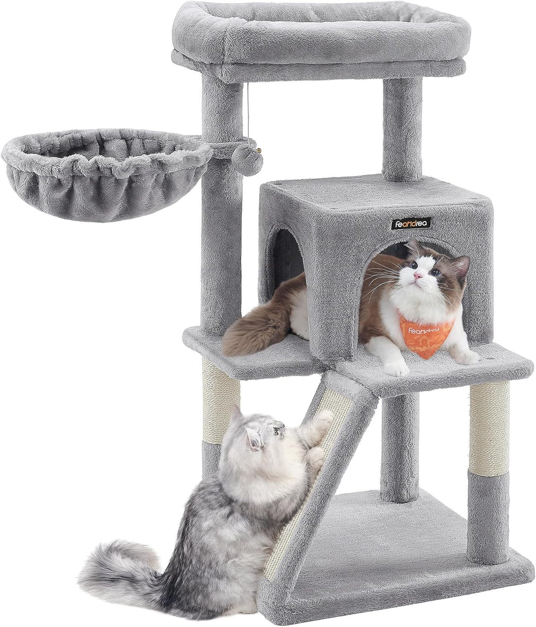 Feandrea Kratzbaum, Katzenbaum mit grosser Plattform, hellgrau PCT51W, hellgrau