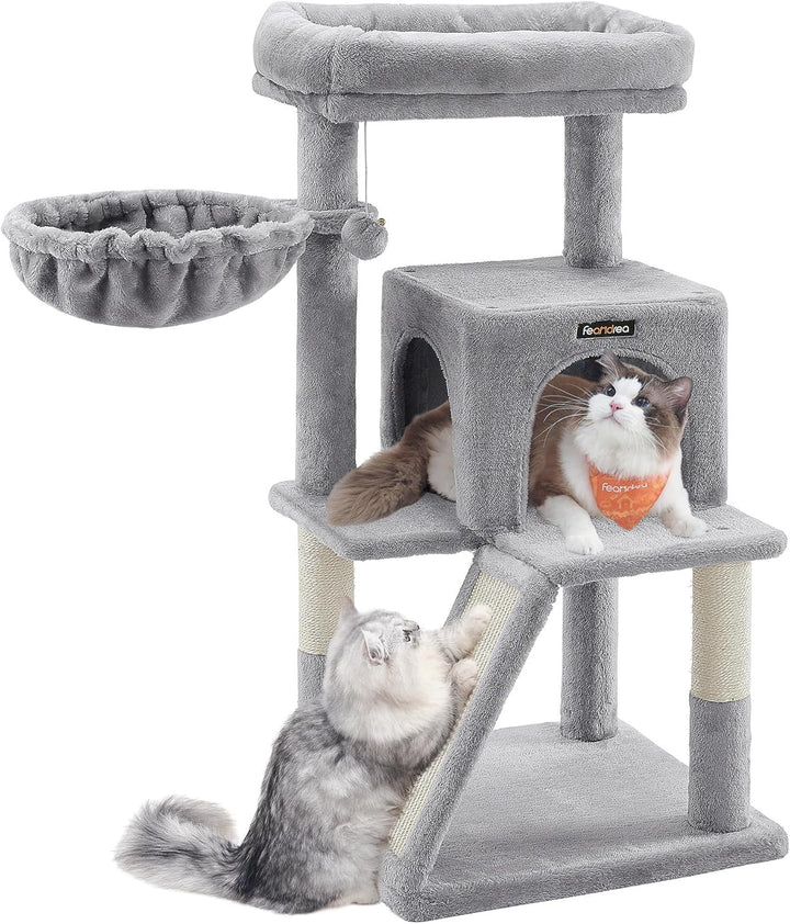 Feandrea Kratzbaum, Katzenbaum mit grosser Plattform, hellgrau PCT51W, hellgrau