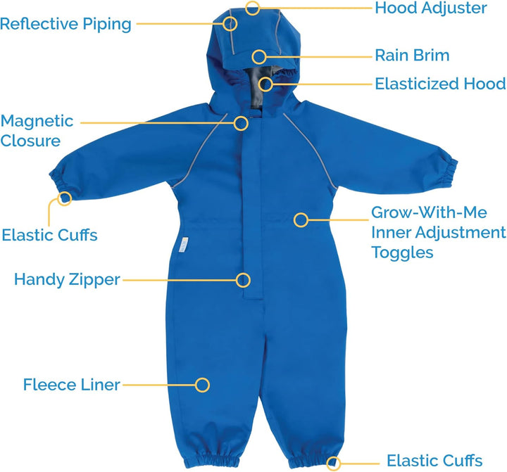 Jan & Jul Baby Toddler Puddle-Dry Rain-Suit, Waterproof and Breathable Cozy-Dry: Blue 4 Jahre, Cozy-