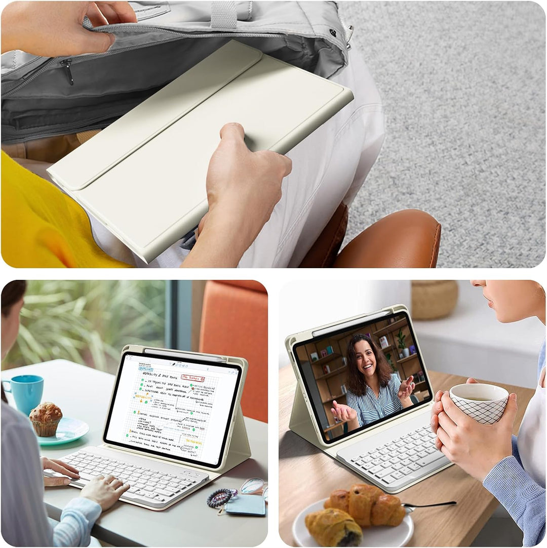 ZKTUYU Hülle mit Tastatur für iPad (A16) 11 Zoll 2025/10. Generation 10.9 Zoll 2022, Deutsch QWERTZ