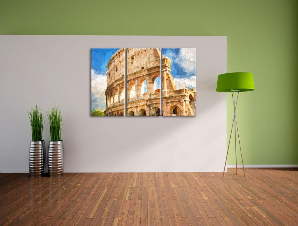 Pixxprint Kolosseum in Rom als Leinwandbild/Grösse: 3 Teilig (120x80) cm/Wandbild/Kunstdruck/fertig