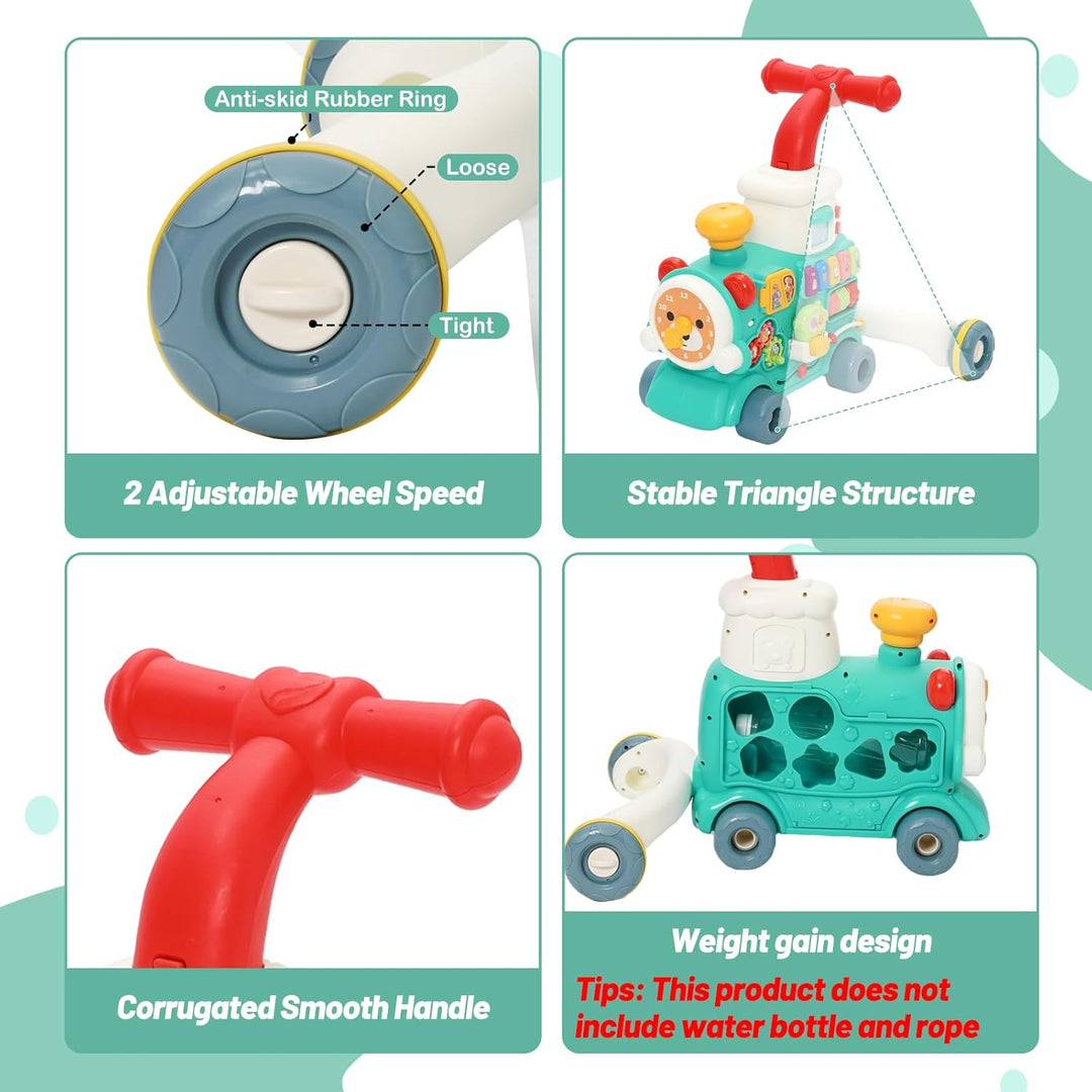 3-in-1 Baby Lauflernwagen, Multifunktionales Lauflernhilfe mit 10+ Pädagogischen Spielmodi, Licht &