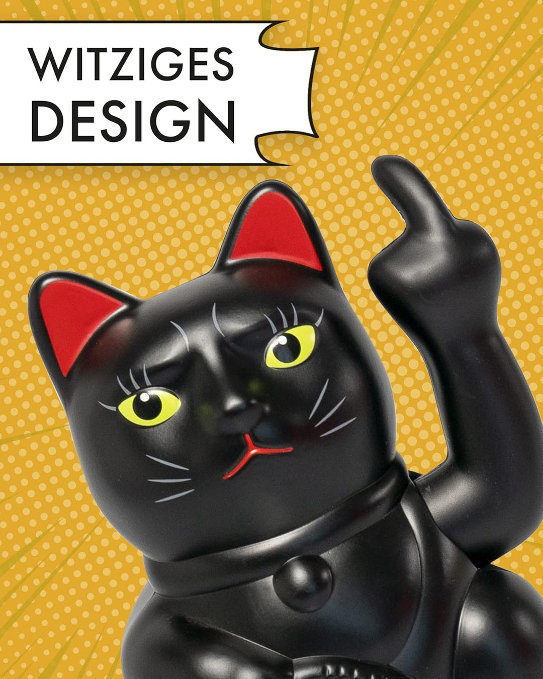 ANGRY CAT - Winkekatze Lucky CAT - Lustige winkende Katze - japanische Winkkatze mit Stinkefinger -