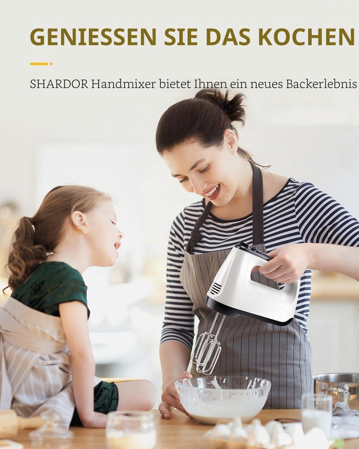 Elektrischer Handmixer für die Küche, 400 W, mit Aufbewahrungstasche, 6 Geschwindigkeiten und Turbo,