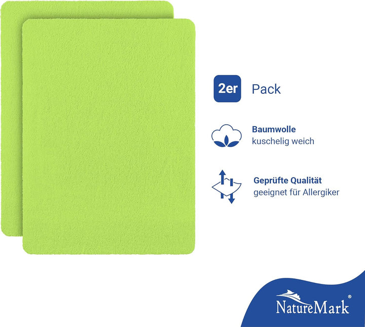 NatureMark 2er Pack Kinder Spannbettlaken – Superweiches Frottee, Hautfreundlich & Pflegeleicht – Pe
