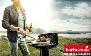 Barbecook Holzkohlegrill BBQ mit Windschutz, Säulengrill rund Standgrill mit Quick-Start und Quick-S