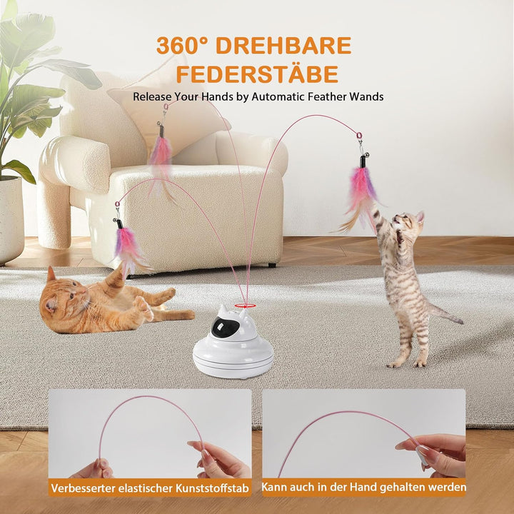 Interactive Cat Toy for Indoor Cats, Cat Toys with Moving Feathers & Chasing Butterfly, Rechargeable