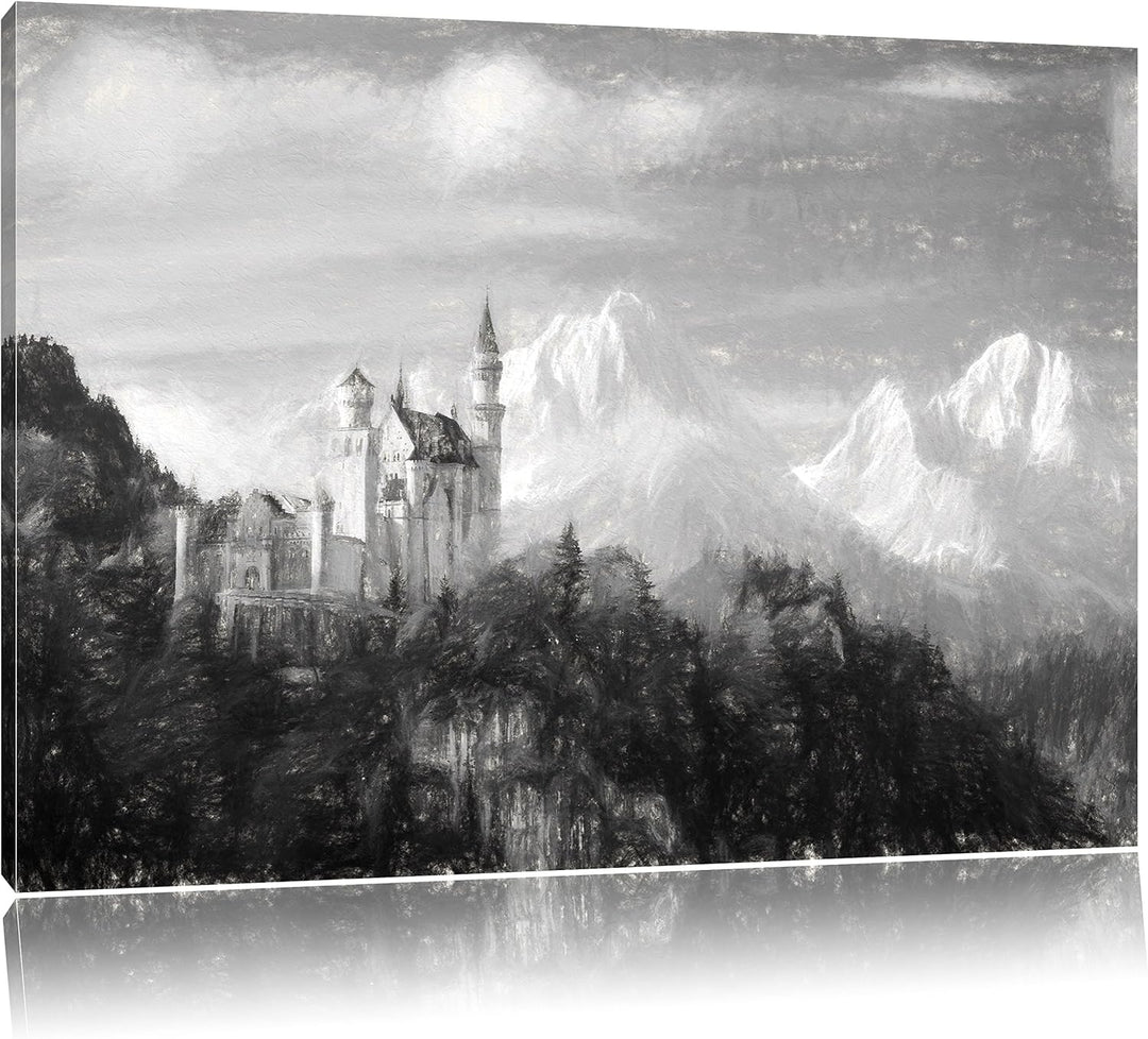 Pixxprint Schloss Neuschwanstein als Leinwandbild/Grösse: 100x70 cm/Wandbild/Kunstdruck/fertig bespa