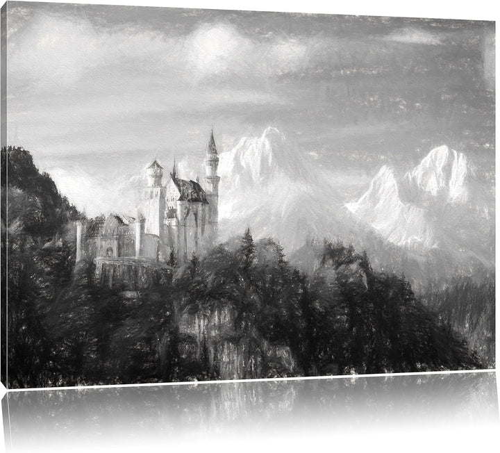 Pixxprint Schloss Neuschwanstein als Leinwandbild/Grösse: 100x70 cm/Wandbild/Kunstdruck/fertig bespa