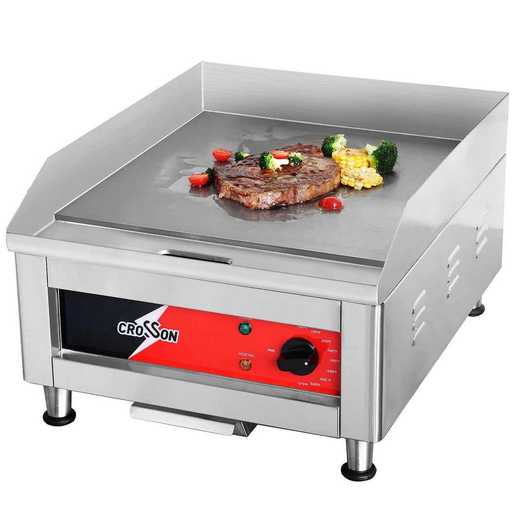 CROSSON 40 * 40CM Kommerzielle elektrische Arbeitsplattengrillplatte, flacher Grill mit antihaftbesc