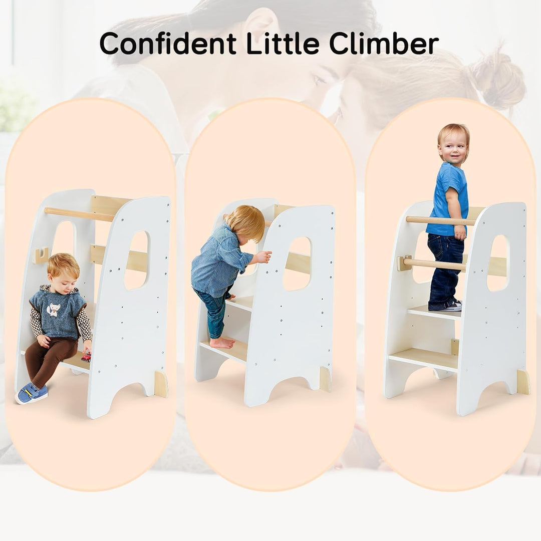 Ezebaby Lernturm ab 1 Jahr, Learning Tower, Höhenverstellbar Montessori Lernturm mit Kippschutz, Abn