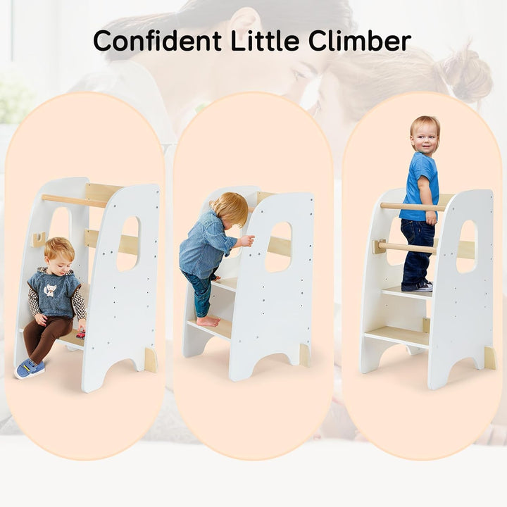 Ezebaby Lernturm ab 1 Jahr, Learning Tower, Höhenverstellbar Montessori Lernturm mit Kippschutz, Abn