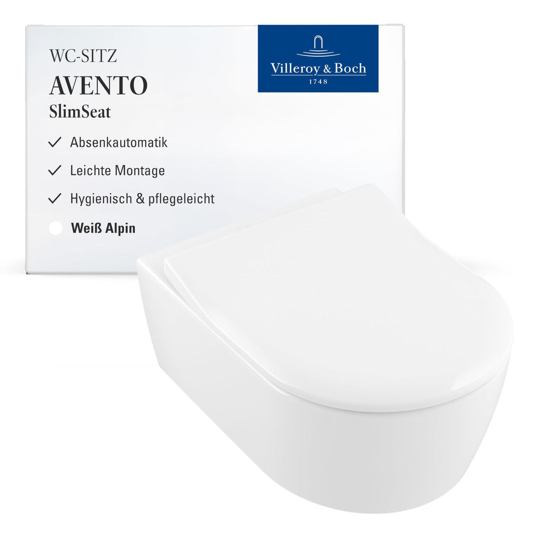 Villeroy & Boch Avento SlimSeat WC-Sitz - Toilettendeckel mit Absenkautomatik - Abnehmbarer, bruchsi