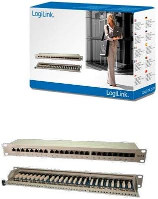 LogiLink Patchpanel 24-Port Cat6 RJ45 48,3 cm (19 Zoll) vollgeschirmt grau, NP0040, Farbcodiert nach