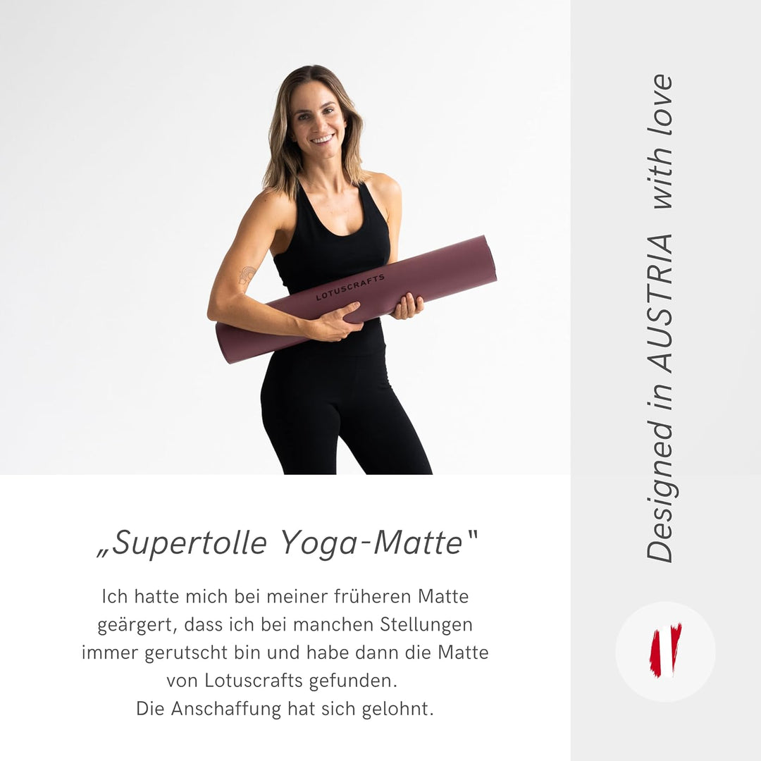 LOTUSCRAFTS® Yogamatte rutschfest, aus Naturkautschuk, universell einsetzbar als Yoga Matte, Sportma