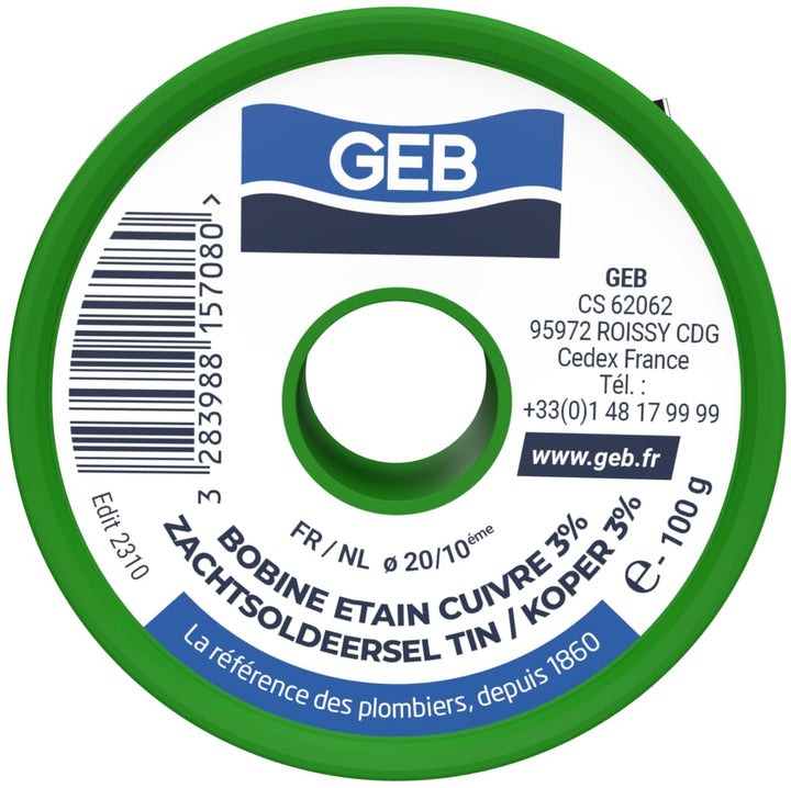 GEB - Schweissmaterial – Spule Lötzinn / 3% Kupfer Ø 2 mm – 100 g
