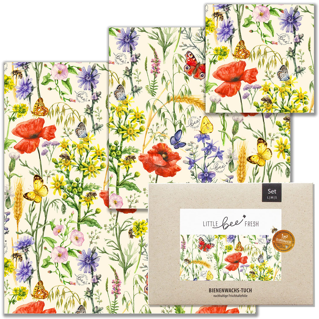 little bee fresh Bio-Bienenwachstücher Starter-Set aus Deutschland - Wachspapier für Lebensmittel -
