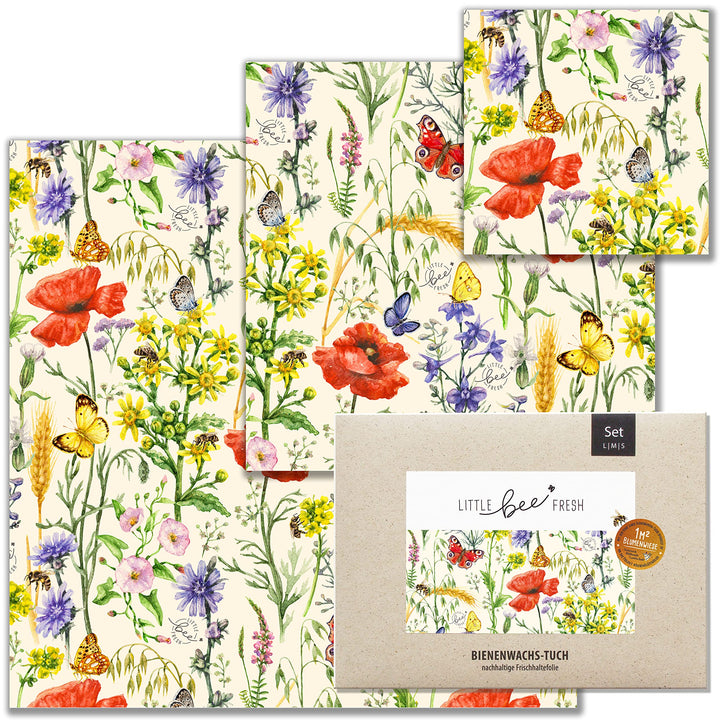 little bee fresh Bio-Bienenwachstücher Starter-Set aus Deutschland - Wachspapier für Lebensmittel -