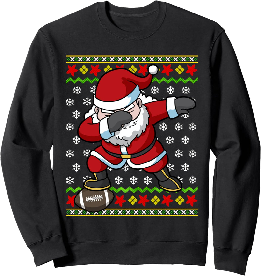Dabbing Santa Claus Football Ugly Christmas Sweatshirt