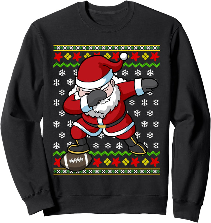 Dabbing Santa Claus Football Ugly Christmas Sweatshirt