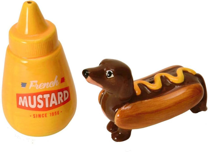 trendaffe Hot Dog Salz- und Pfefferstreuer - Dackel im Brötchen Salz und Pfeffer Gewürzstreuer Keram