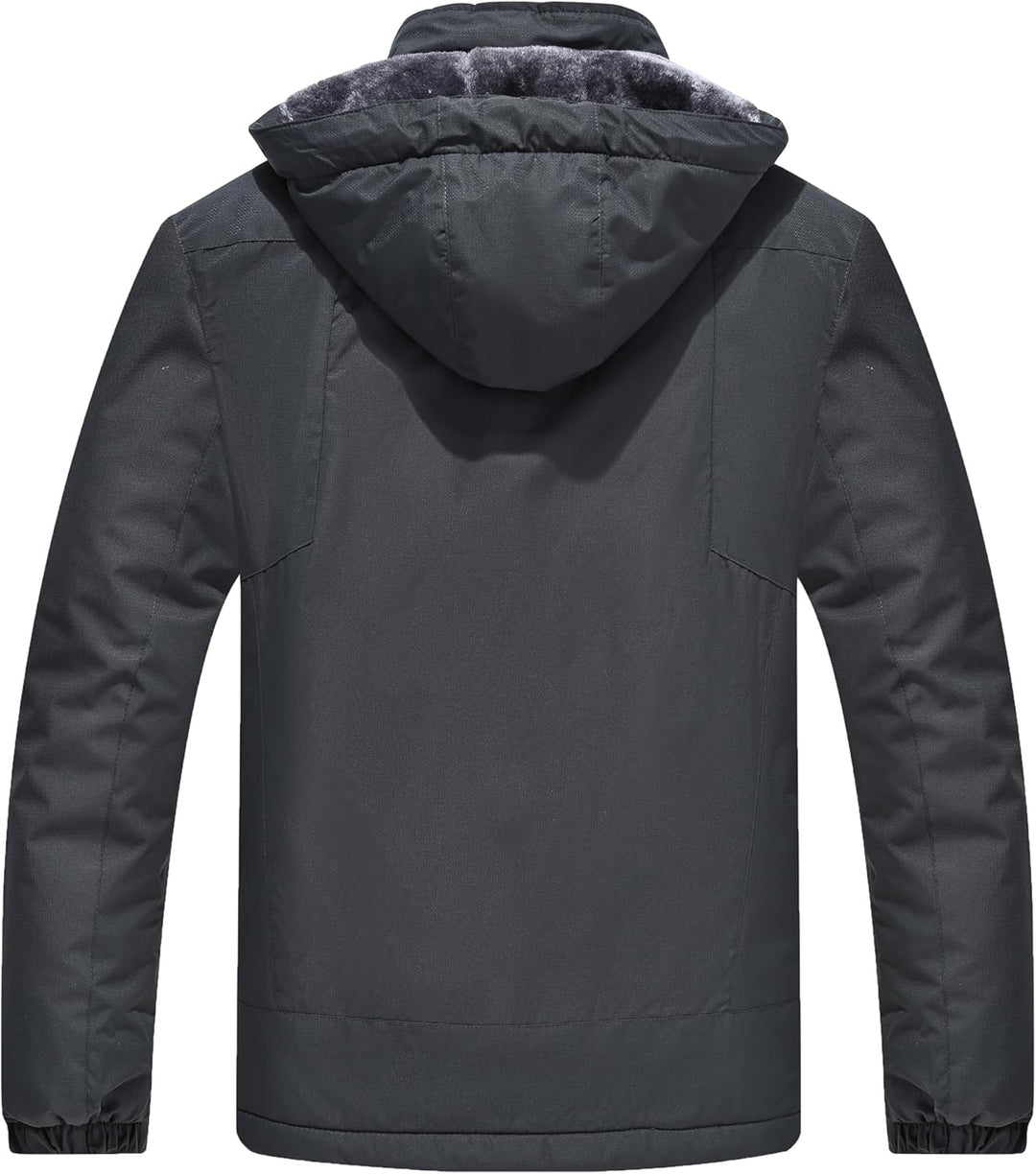 Zzkouine Herren Winter wasserdichte Fleecejacke Warm Gefüttert Winterjacke mit Kapuze Wasserabweisen