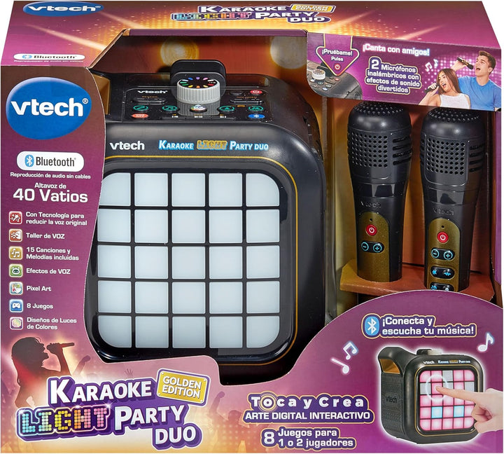VTech Karaoke Light Party Duo Golden Edition, leistungsstarker Lautsprecher, Karaoke, tragbar, mit B