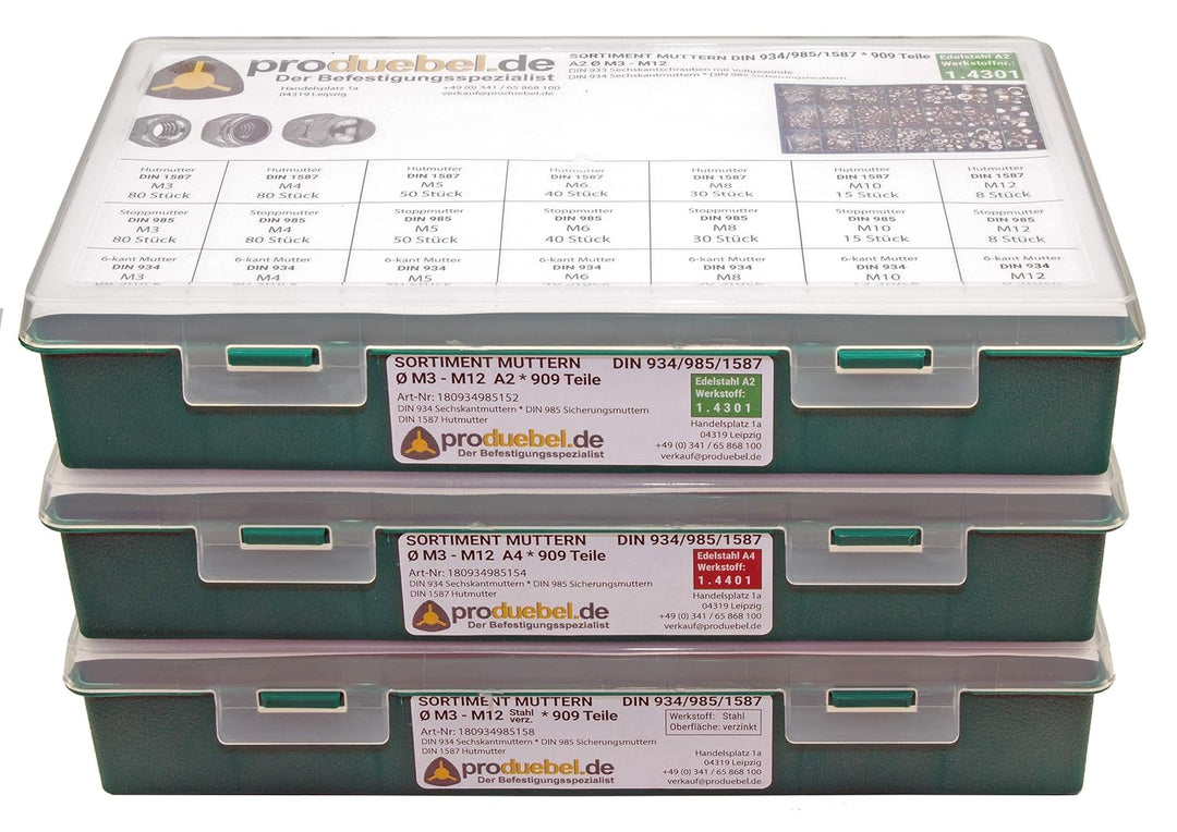Grosses Schrauben-Sortiment DIN 7991 Senkkopf M4/M5/M6/M8 Edelstahl A2 V2A (DIN 7991+934+985+125+902