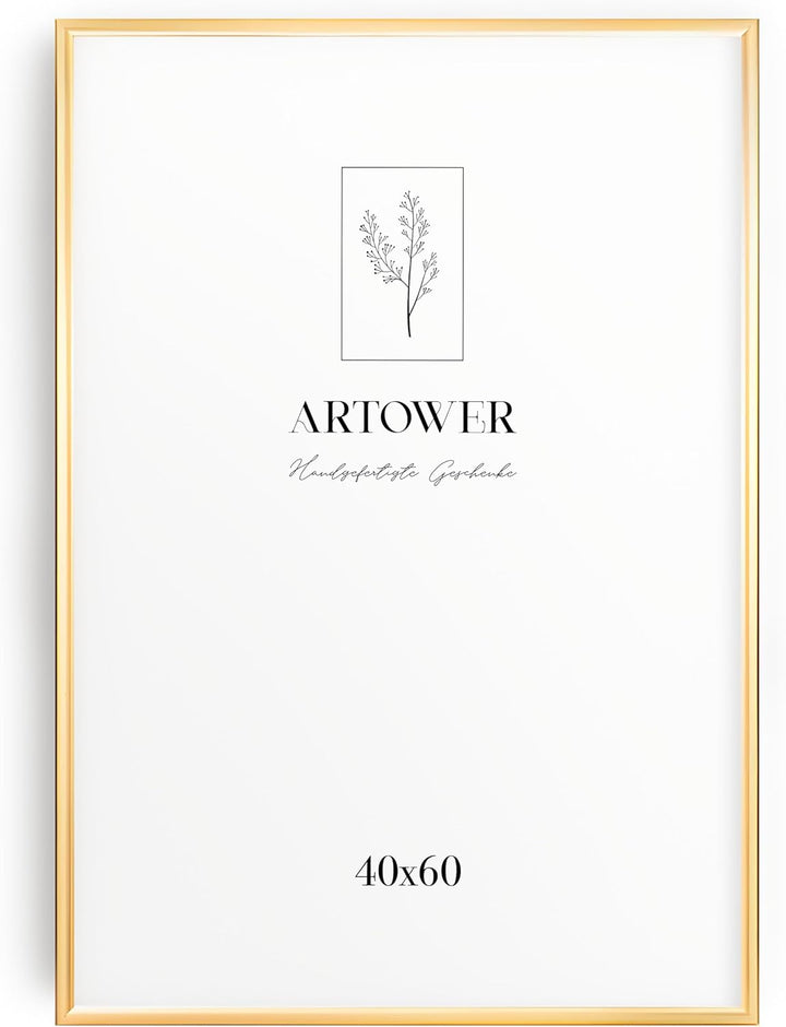 Artower® Bilderrahmen Gold Metall Dünner Rahmen für 40x60 cm | Posterrahmen Gross Collage | Picture