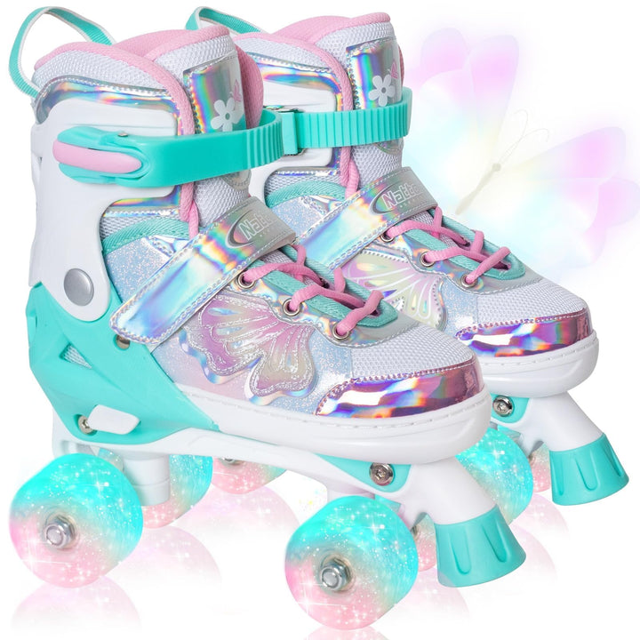 Nattork Kinder Rollschuhe, Rollschuhe Mädchen mit 4 Grössen Einstellbare, Rollschuhe für Mädchen Anf