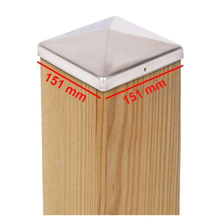5 x Pfostenkappe 151x151 mm Pyramide aus Edelstahl rostfrei – Abdeckkappe für Holzpfosten 150x150 mm