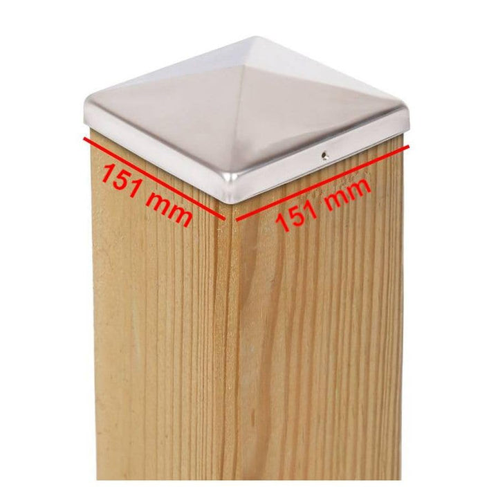 5 x Pfostenkappe 151x151 mm Pyramide aus Edelstahl rostfrei – Abdeckkappe für Holzpfosten 150x150 mm