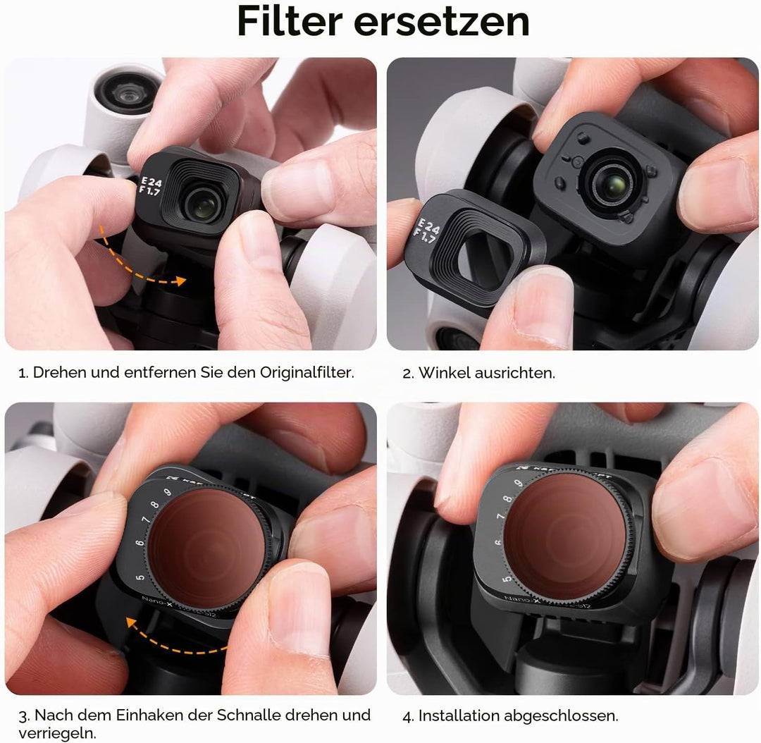 K&F Concept Mini 3,Mini 3 Pro ND Filter Set,Variable ND2-ND32 und Variabler ND Filter ND32-512,kompa