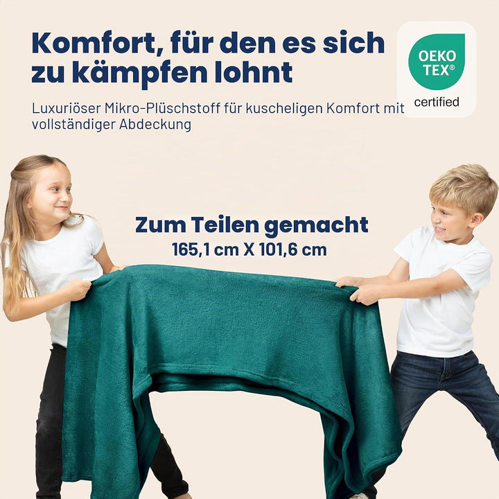 EverSnug Reisedecke und -Kissen - hochwertige, weiche 2-in-1-Flugzeugdecke mit weichem Kopfkissenbez