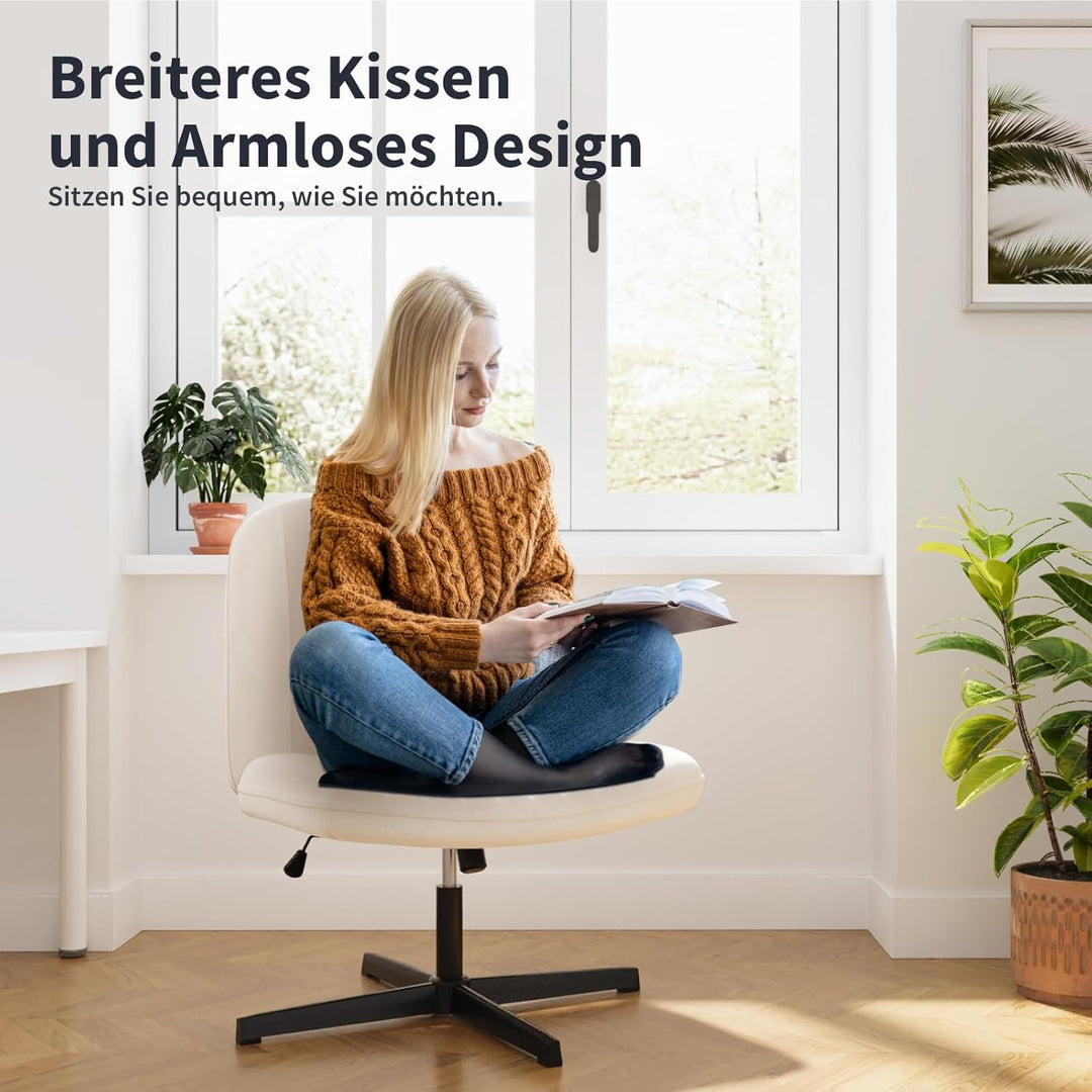 naspaluro Bürostuhl Ohne Armlehnen, Schreibtischstuhl mit Stoffbezug, Lesesessel mit Breiterem Polst