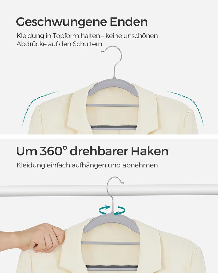 SONGMICS Kleiderbügel, 50er Set, Jackenbügel aus Kunststoff, gut belastbar, Anti-Rutsch-Design, plat